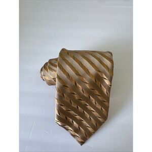 Calvin Klein Silk Necktie Gold Brown Striped Business Career‎ Formal